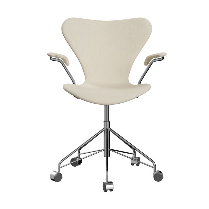 3217 Syver kontorstol fra Fritz Hansen i fuldpolstret stof i off white