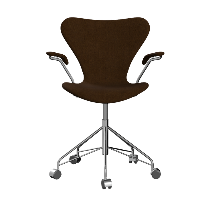 3217 Syver kontorstol fra Fritz Hansen i fuldpolstret stof i brun