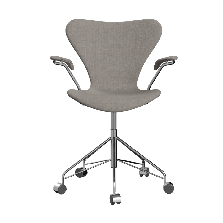 3217 Syver kontorstol fra Fritz Hansen i fuldpolstret stof i lysgrå