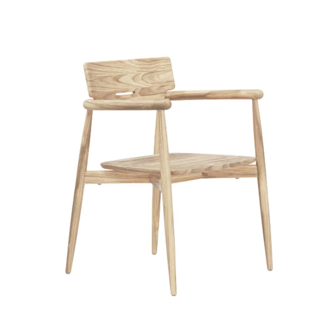 EOO8 Outdoor Spisebordstol havestol i ubehandlet teak