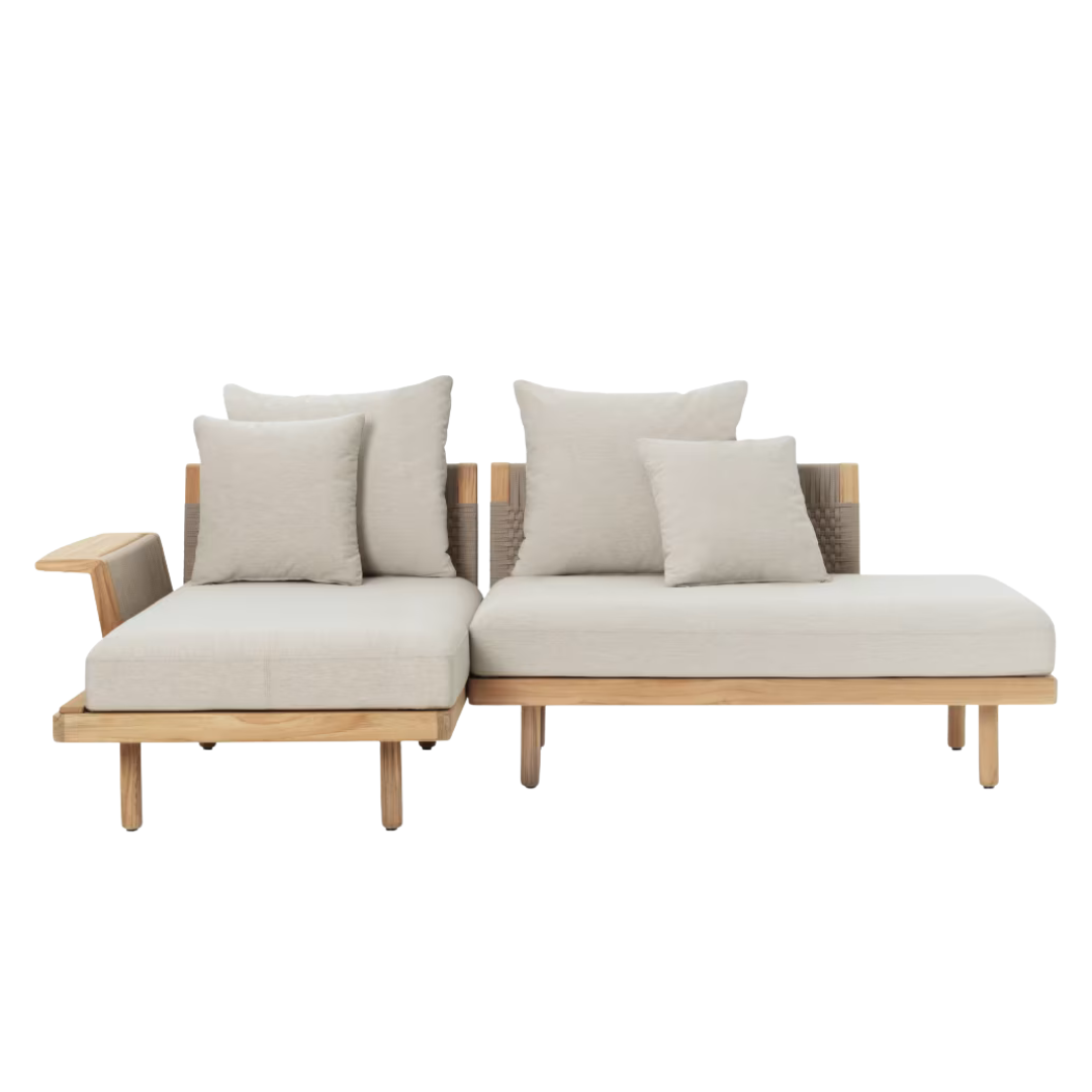 EOOS2-personers havesofa med chaiselong og vejrbestandigt polster