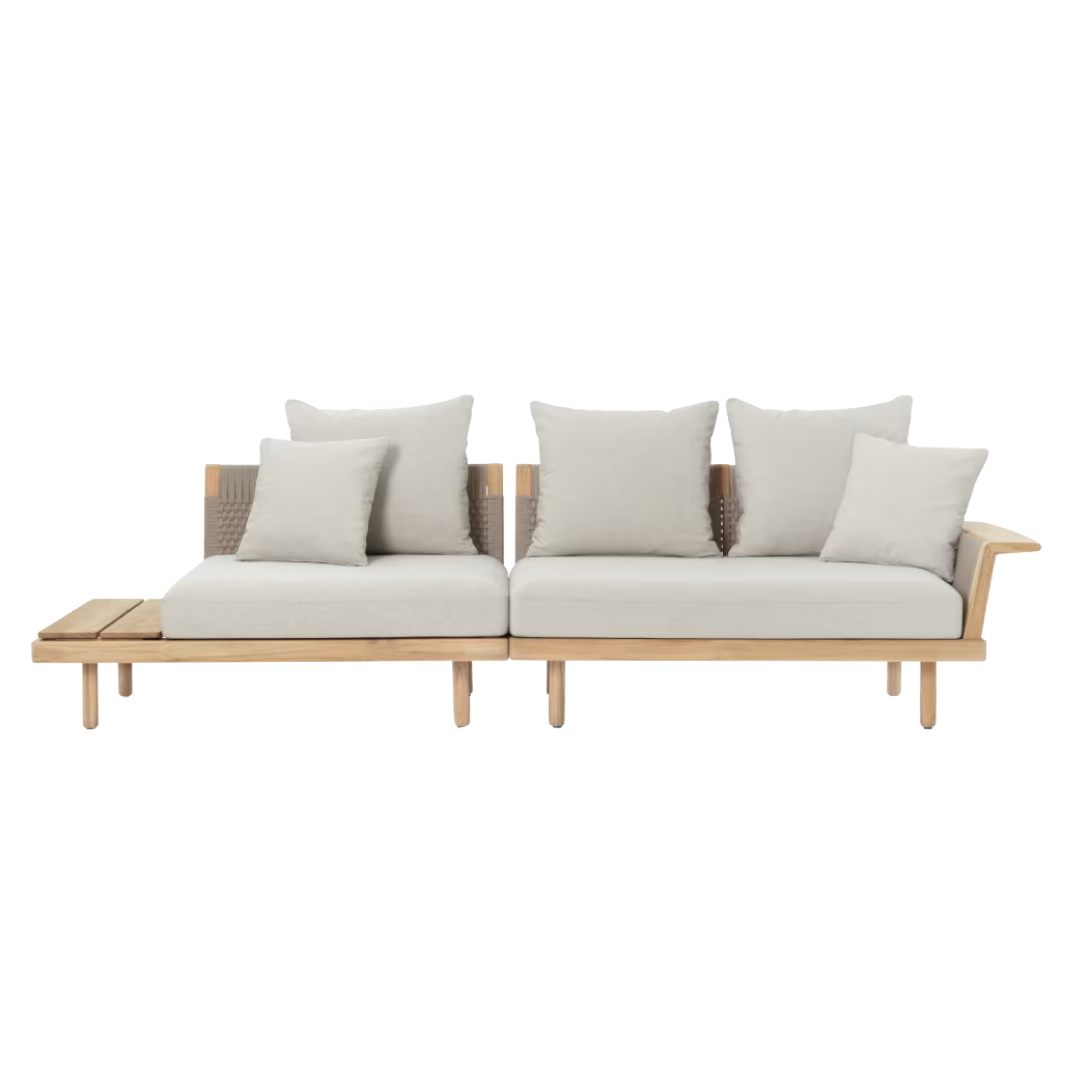 EOOS3-personers sofa med sidebord, teak