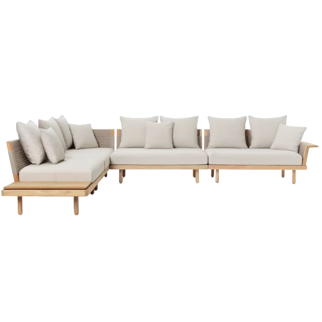 EOOS 6 pers. havesofa fra Carl Hansen & Søn i teak med slidstærke hynder