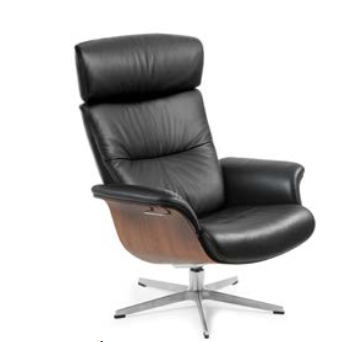 Conform lænestol, komfort, sort læder, valnød