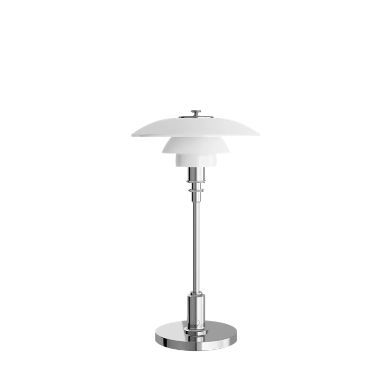 PH 2-1 bordlampe fra Louis Poulsen af Poul Henningsen i krom