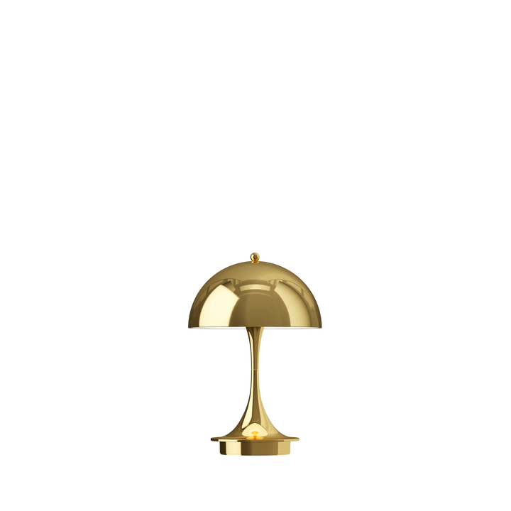160 panthella portable bordlampe fra Louis Poulsen i guld, metal brass