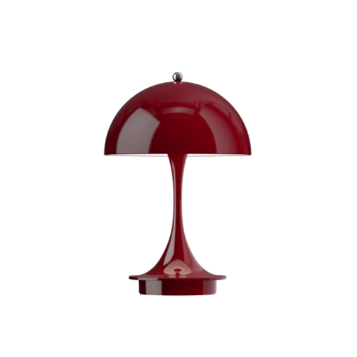 250 panthella portable bordlampe fra Louis Poulsen i opal burgundy, bordeaux