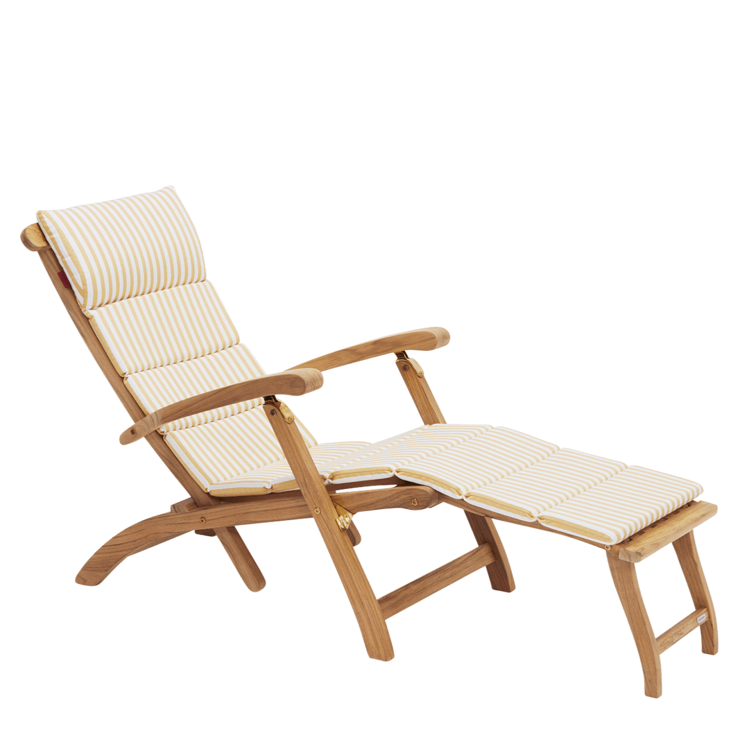 Fritz Hansen Skagerak steamer solseng liggestol med hynde i golden yellow stripe