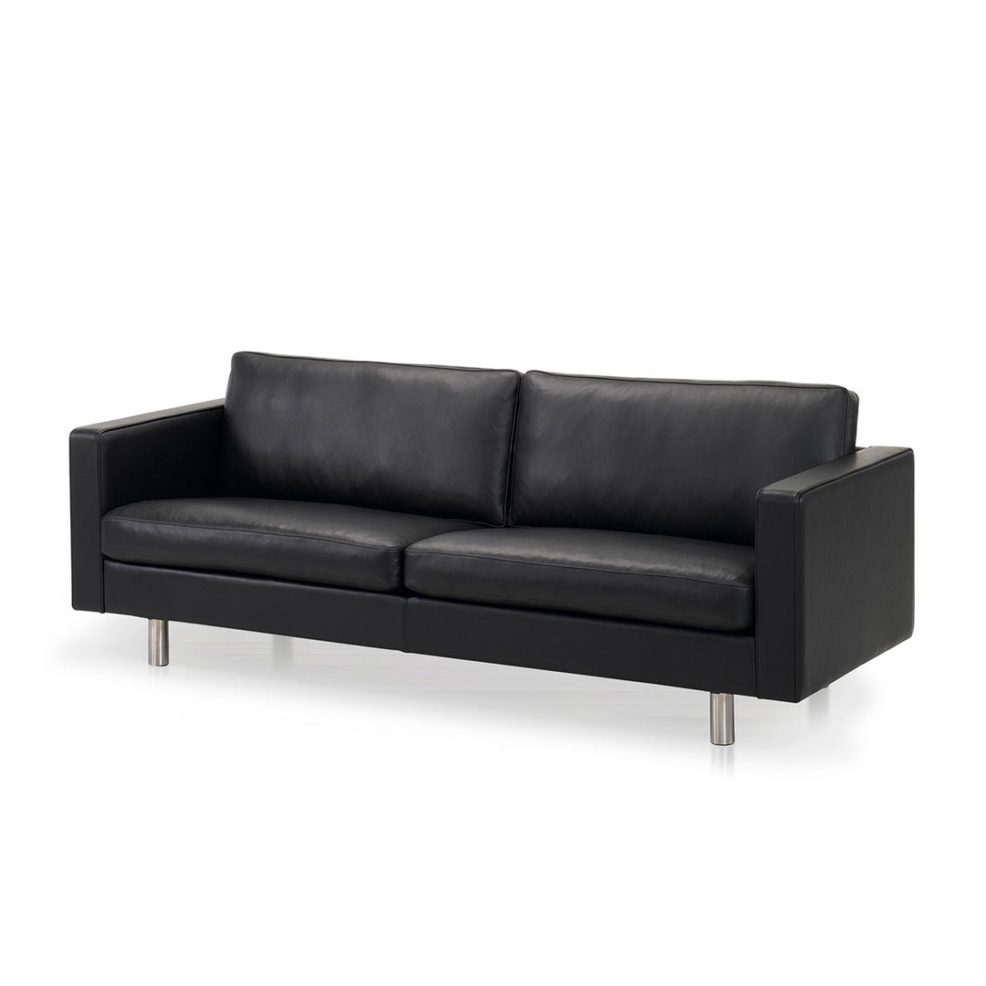 MH312 sofa fra Mogens Hansen i sort læder med stålben