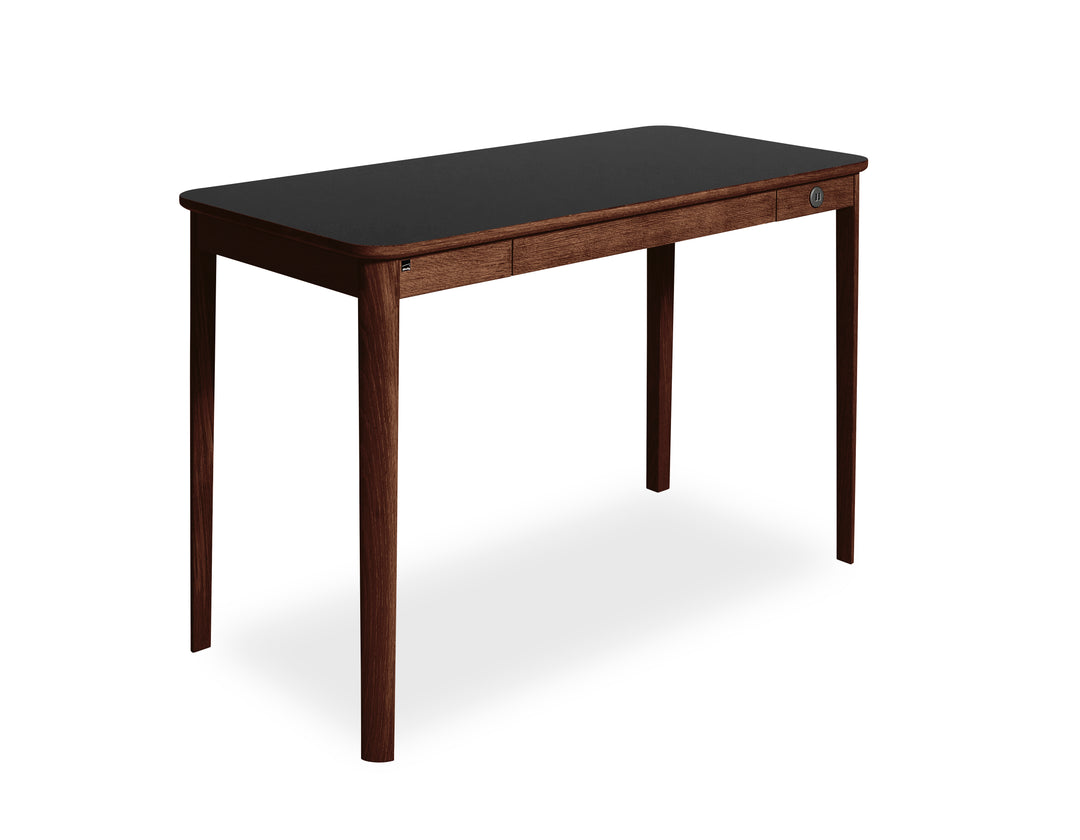 131 skrivebord fra Skovby i olieret valnød med sort laminat bordplade