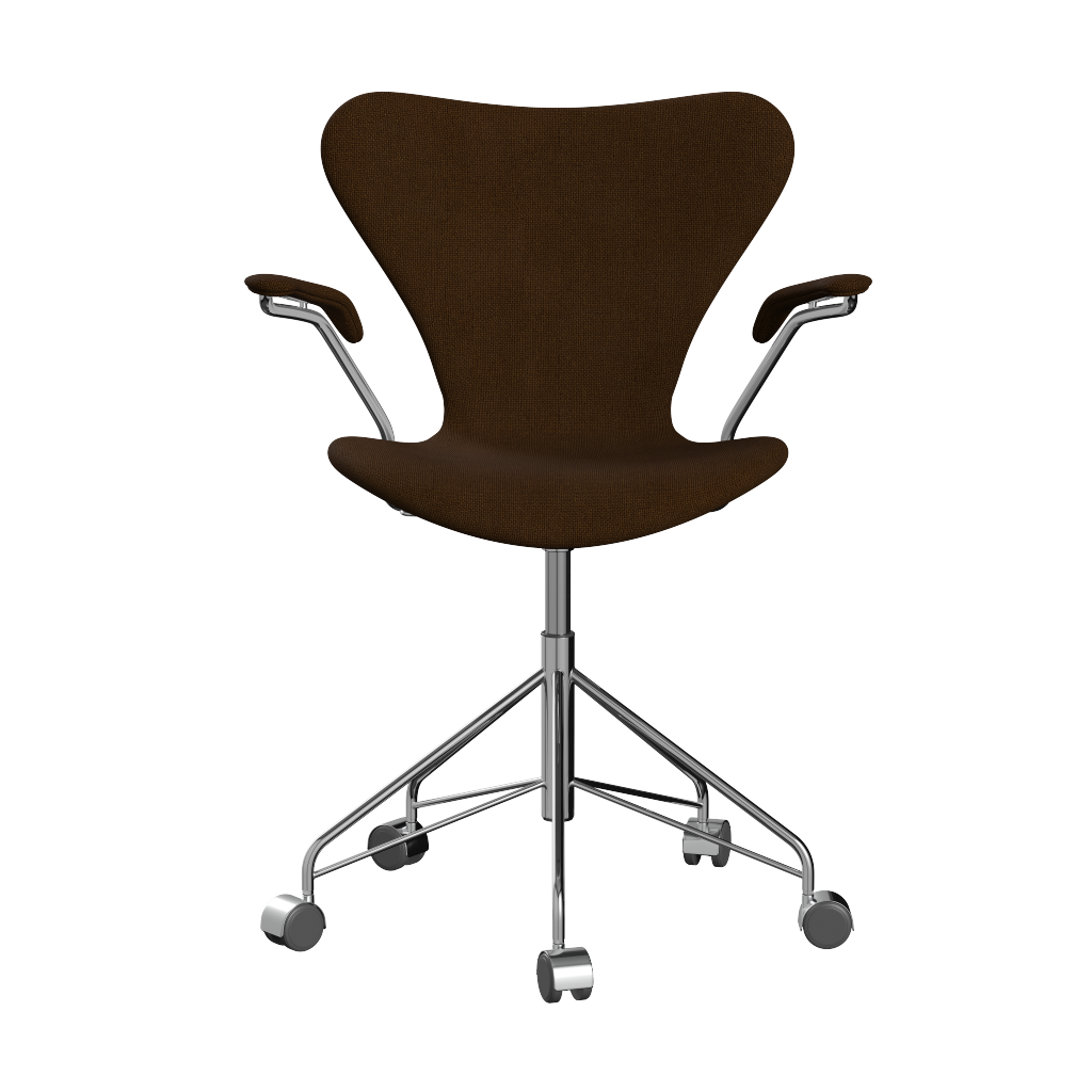 3217 Syver kontorstol fra Fritz Hansen i fuldpolstret stof i brun
