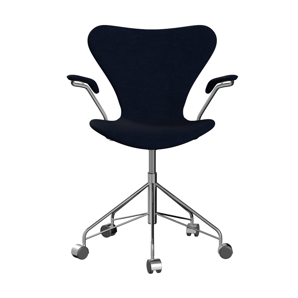 3217 Syver kontorstol fra Fritz Hansen i fuldpolstret stof i kongeblå