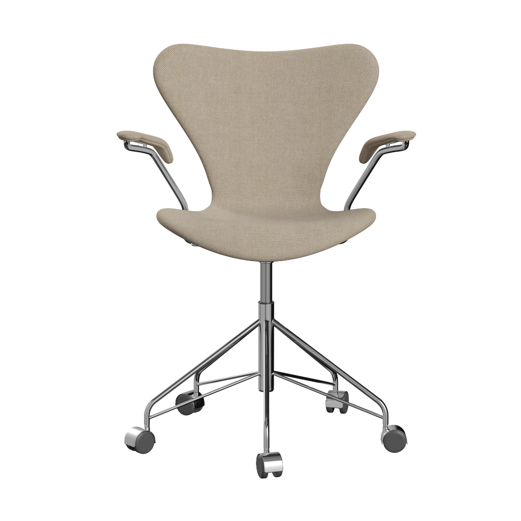 3217 Syver kontorstol fra Fritz Hansen i fuldpolstret stof i sand