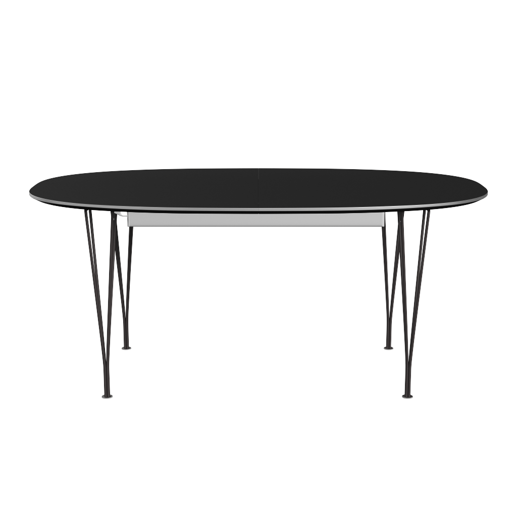 Piet Hein udtræksspisebord fra Fritz Hansen i sort med sorte ben