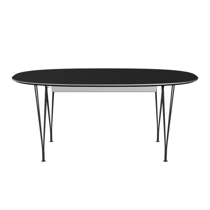 Piet Hein udtræksspisebord fra Fritz Hansen i sort med sorte ben