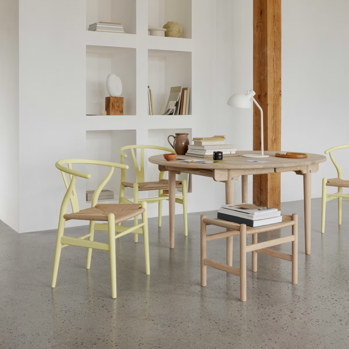 CH24 Y-stol softmalet, naturflet, soft hollyhock, lysegul, gul