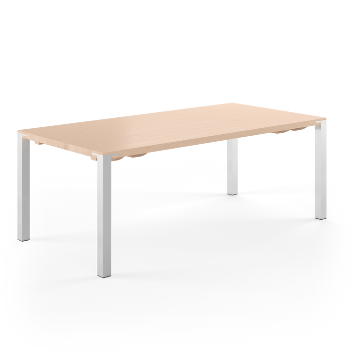 Spisebord fra Naver Collection. Bordet har en bordplade af træ og bordben i rustfrit stål, som fås i forskellige farver. Det er muligt at tilkøbe tillægsplader.