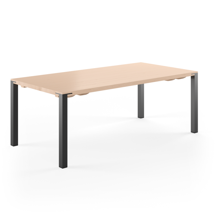 Spisebord fra Naver Collection. Bordet har en bordplade af træ og bordben i rustfrit stål, som fås i forskellige farver. Det er muligt at tilkøbe tillægsplader.
