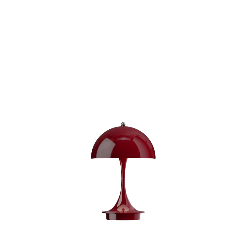250 panthella portable bordlampe fra Louis Poulsen i opal burgundy, bordeaux