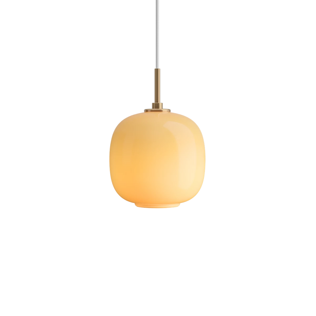 VL 45 radiohus pendel loftslampe fra Louis Poulsen i farven amber ø175