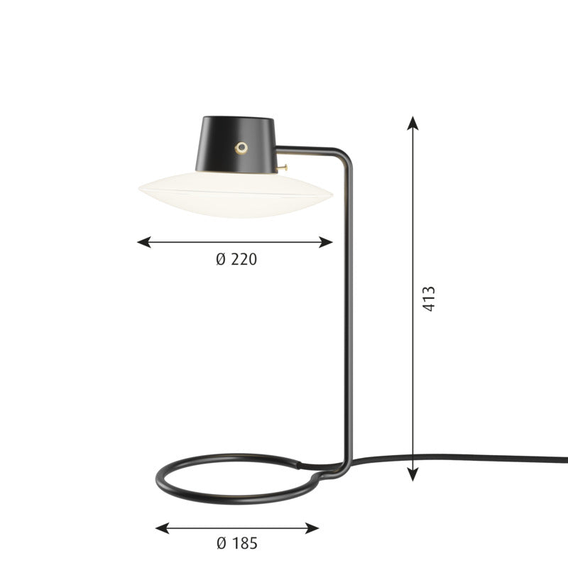 AJ Oxford bordlampe designet af Arne Jacobsen for Louis Poulsen 