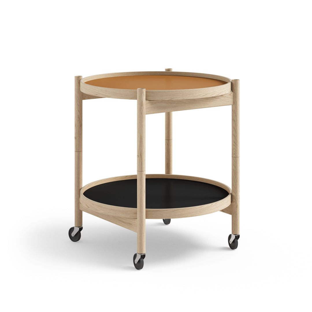 Brdr. Krüger Bølling bakkebord, rullebord, sidebord, ubehandlet eg, cognac/sort