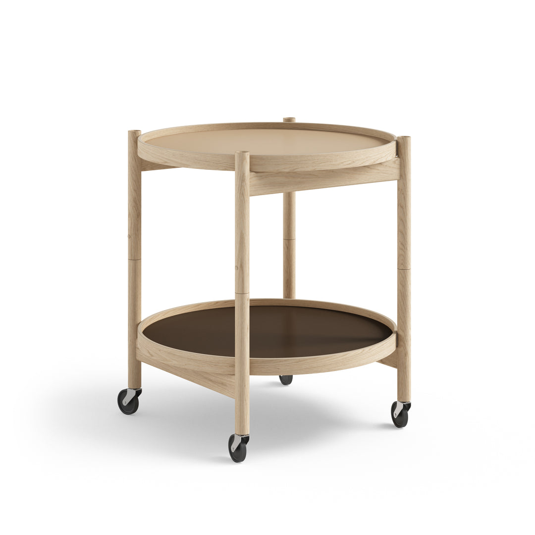 Brdr. Krüger Bølling bakkebord, rullebord, sidebord, ubehandlet eg, creme/brun 