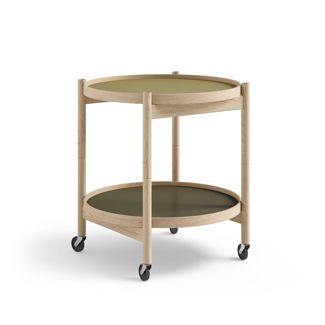 Brdr. Krüger Bølling bakkebord, rullebord, sidebord, ubehandlet eg, grøn