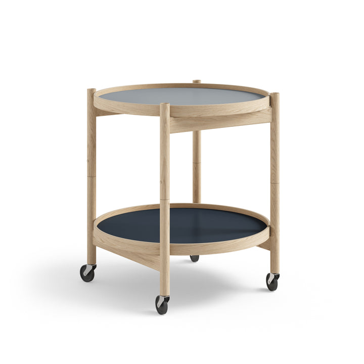 Brdr. Krüger Bølling bakkebord, rullebord, sidebord, ubehandlet eg, blå