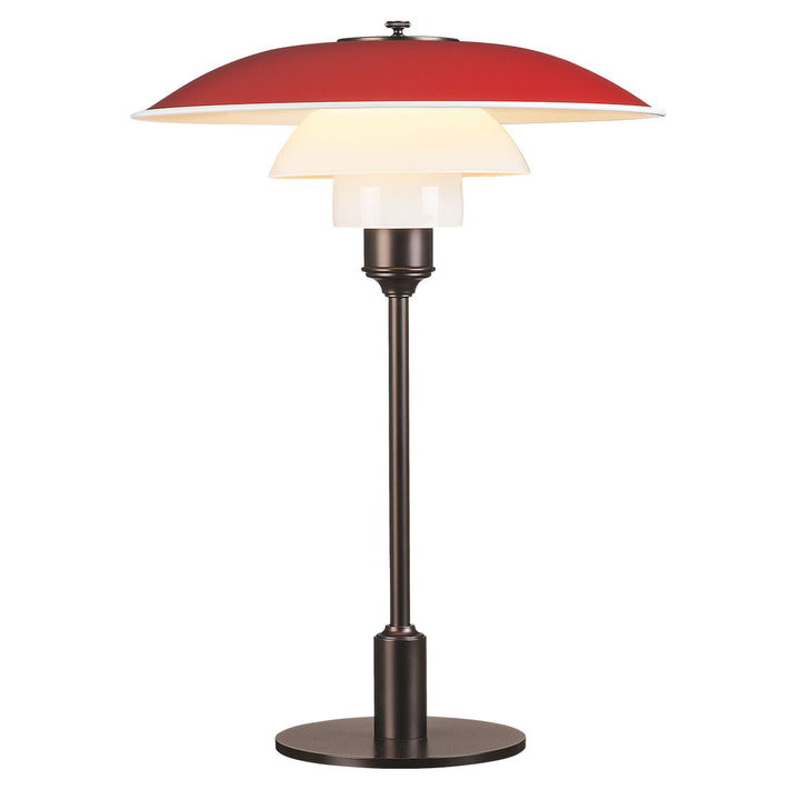 PH 3½-2½ metal bordlampe designet af Poul Henningsen for Louis Poulsen i rød