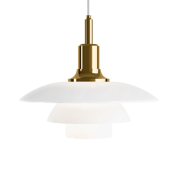 PH 3½-3 pendel fra Louis Poulsen i messing og hvid opal glas