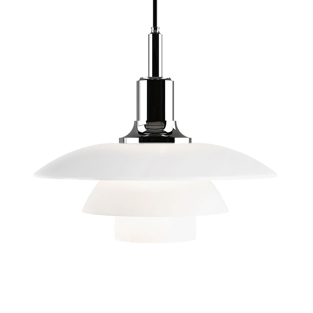 PH 3½-3 pendel fra Louis Poulsen i krom og hvid opal glas