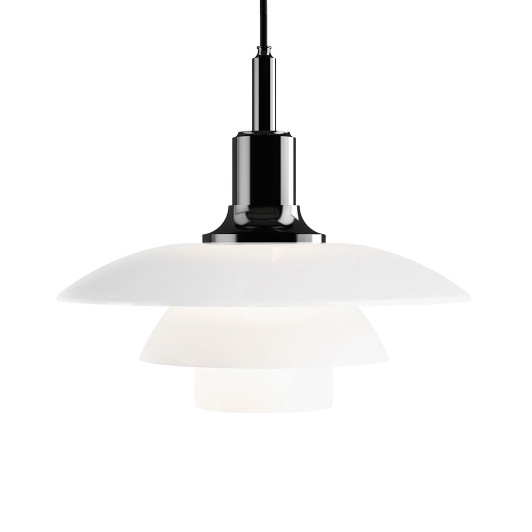 PH 3½-3 pendel fra Louis Poulsen i sort metal og hvid opal glas